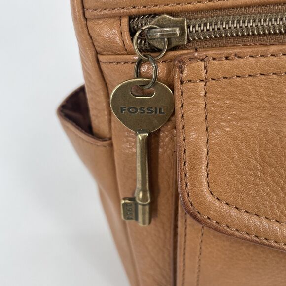 Vintage Fossil Brown Leather Mini Tote Key Purse Double Handles Handbag 75082 - Picture 7 of 14